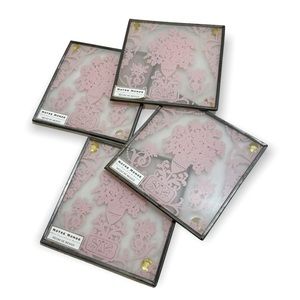 Notre Monde Frosted Glass Screen Printed Beverage Coasters Set 4